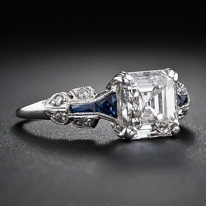 Bague Rétro en Bleu et Argent