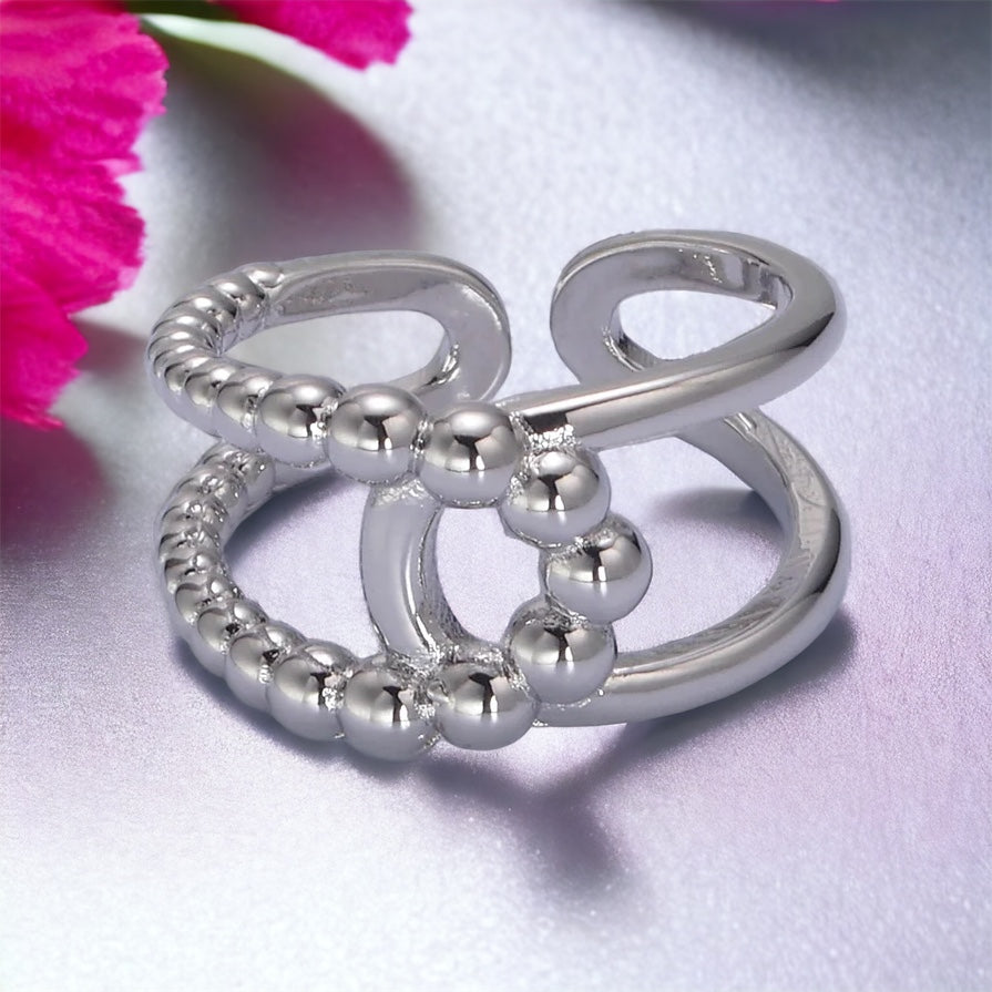 Bague torsadée Victoria à double anneau ou or blanc en or