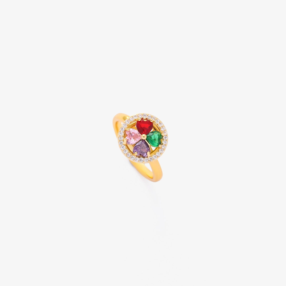 Bague tourbillon cœurs vague colorée en or