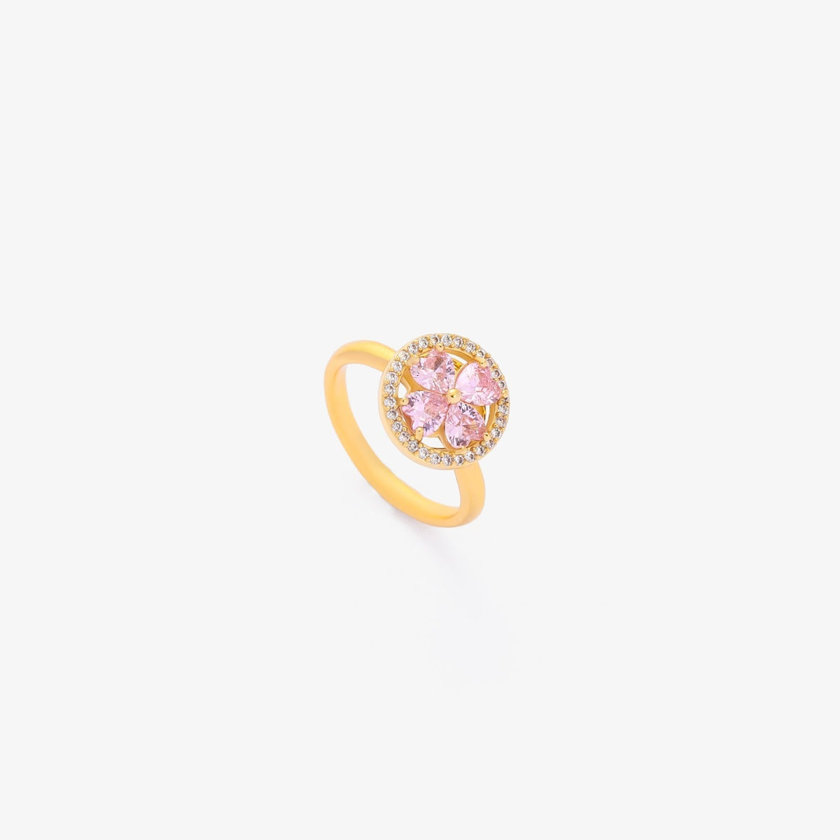 Bague tournante en forme de cœur rose en or
