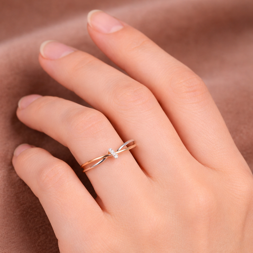 Bague tressée en or rose