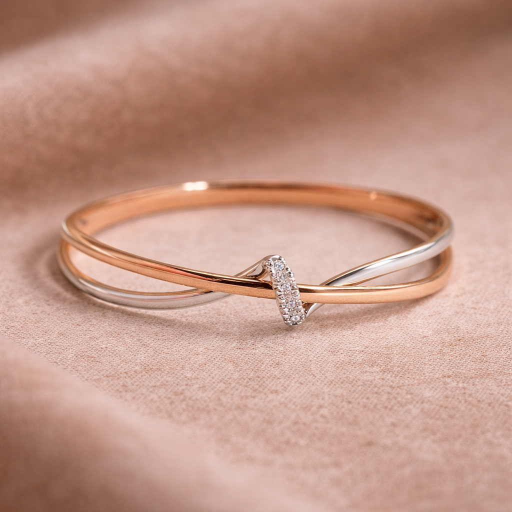 Bague tressée en or rose