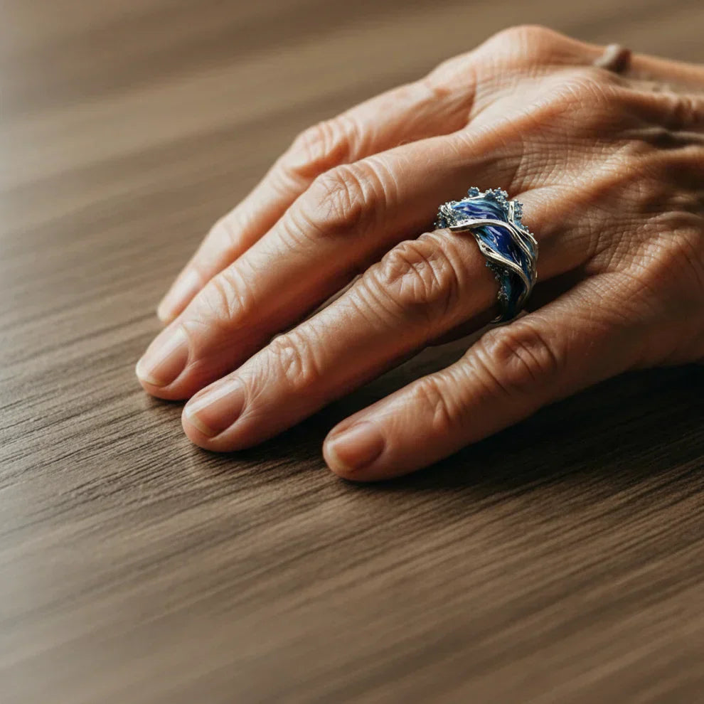 Bague vintage avec vague Océanique en or
