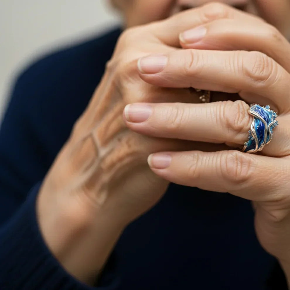 Bague vintage avec vague Océanique en or