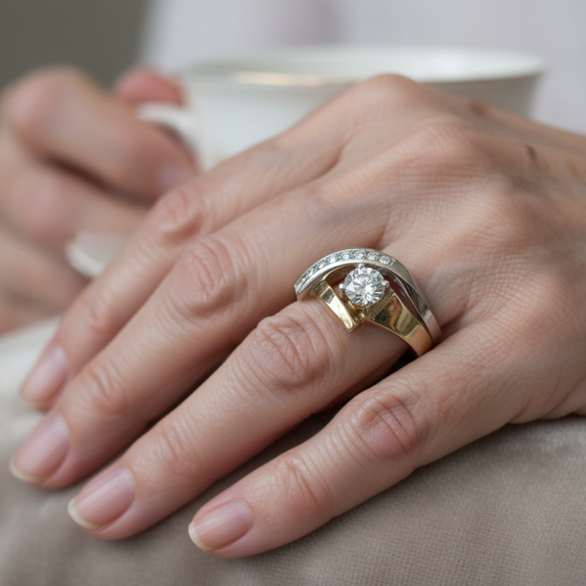 Bague vintage Irregulière à brillants en or