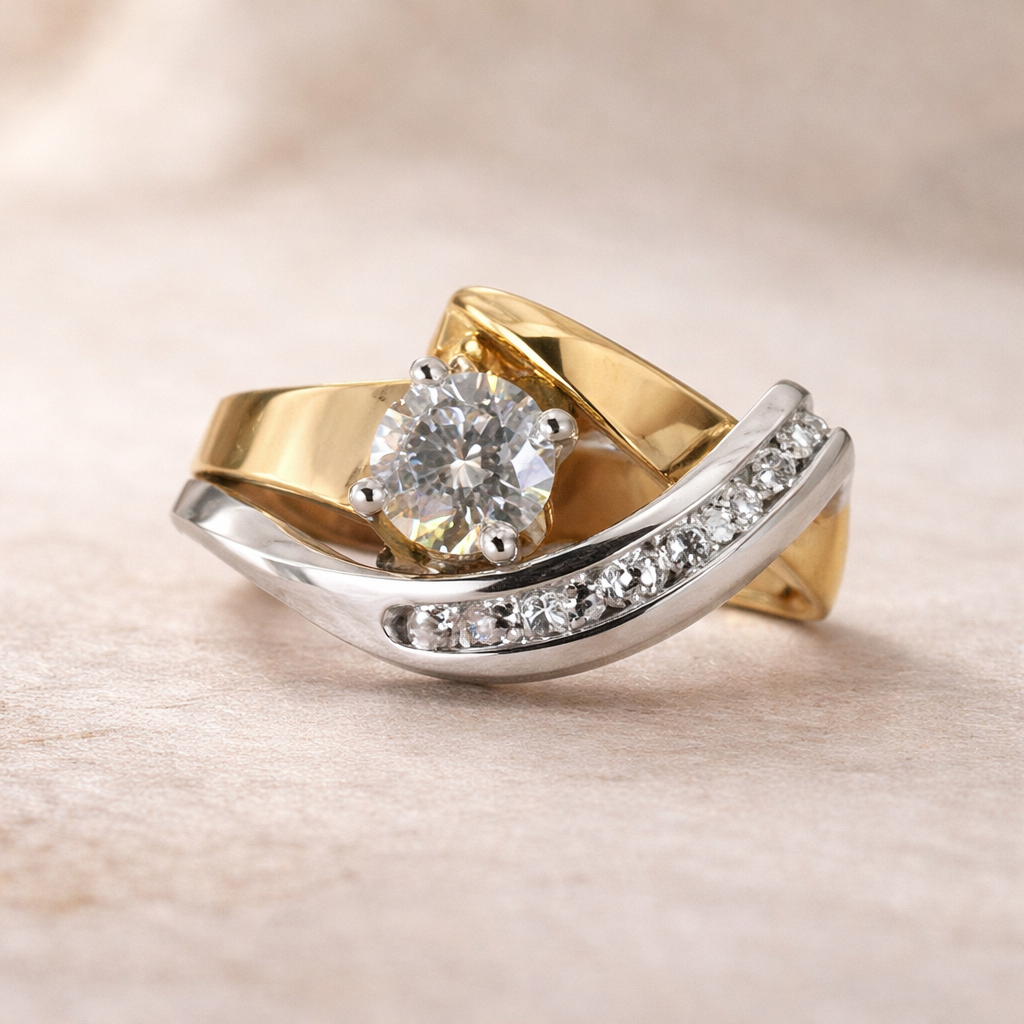 Bague vintage Irregulière à brillants en or