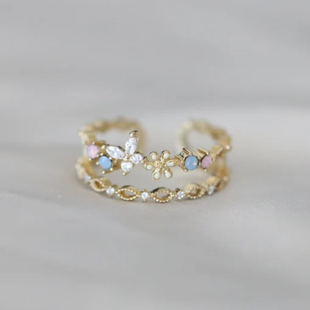 Bague vintage avec fleur en or