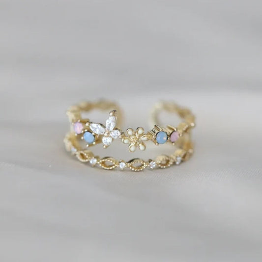 Bague Vintage avec Fleur en Or