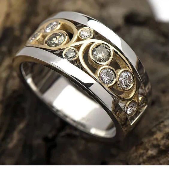 Bague vintage à brillants en forme de Lierre en or