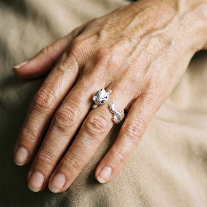 Bague ajustable en argent 925 avec des chatons