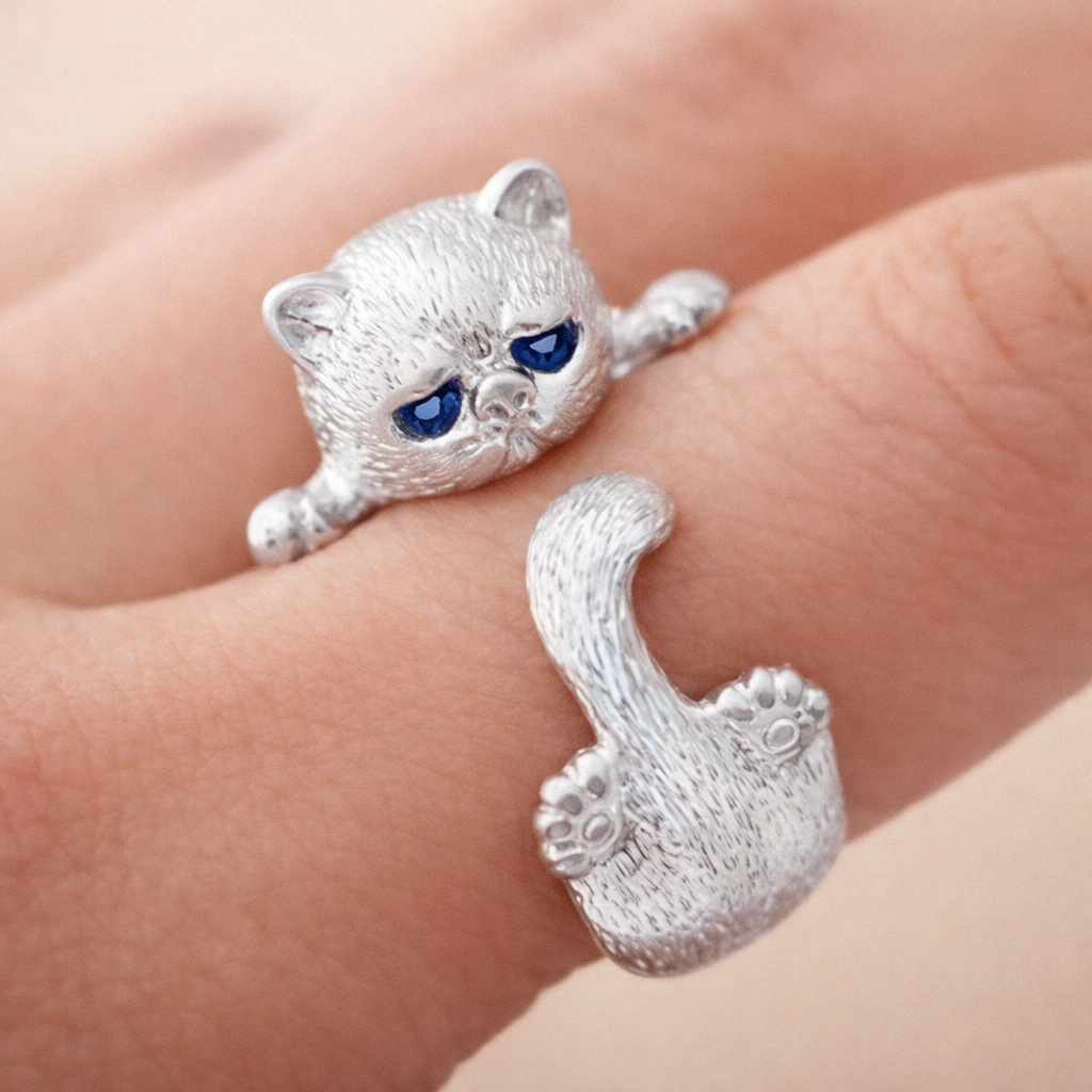 Bague ajustable 925 avec des chatons en or blanc