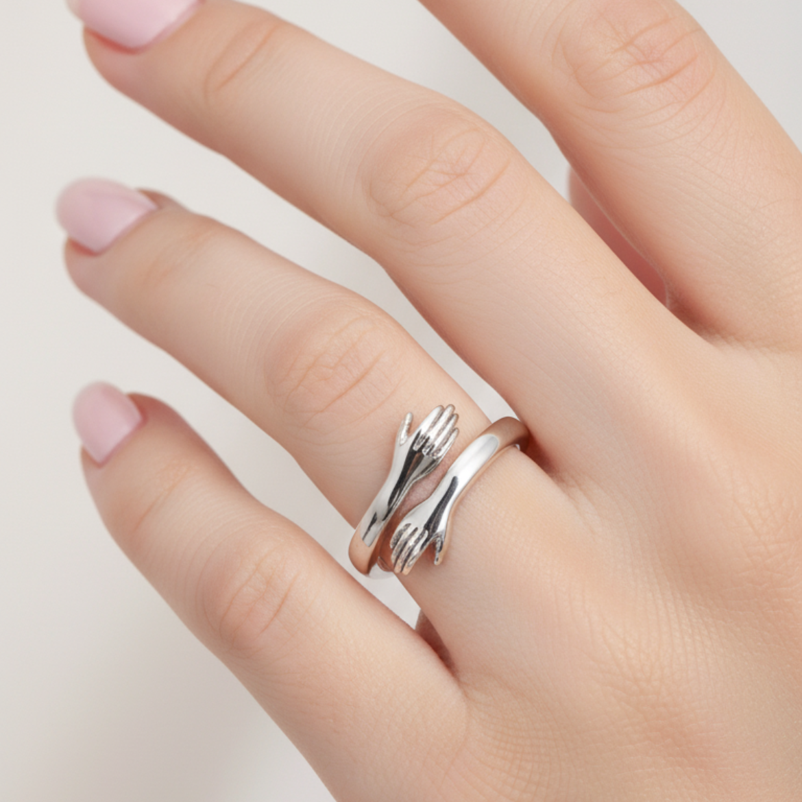 Bague ajustable en style étreinte en or blanc