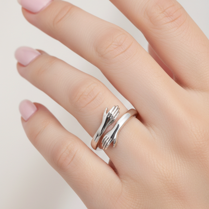 Bague ajustable en style étreinte en argent