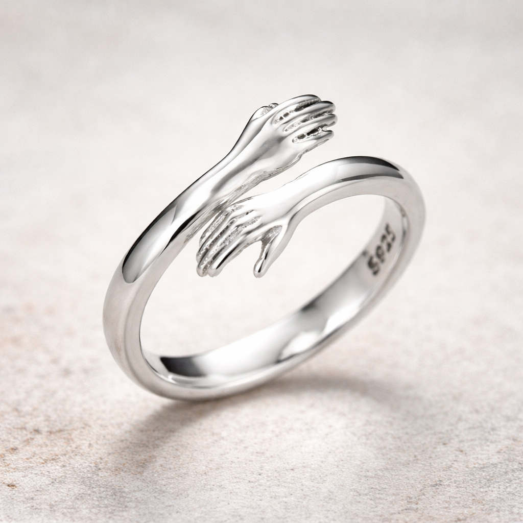 Bague ajustable en style étreinte en or blanc