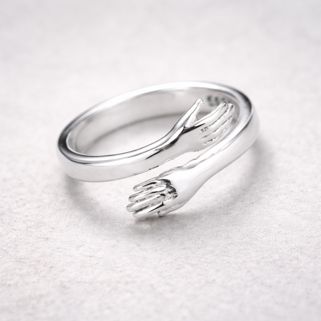 Bague ajustable en style étreinte en or blanc