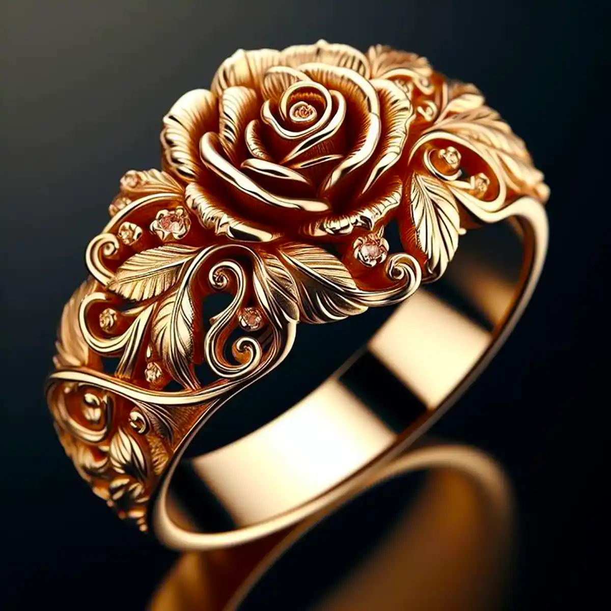 Bague avec fleur en or