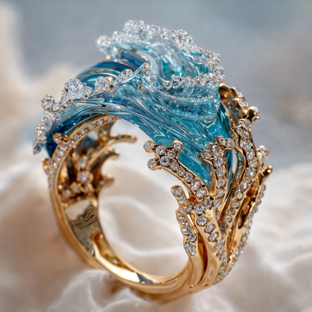 Bague de Serment océan en or