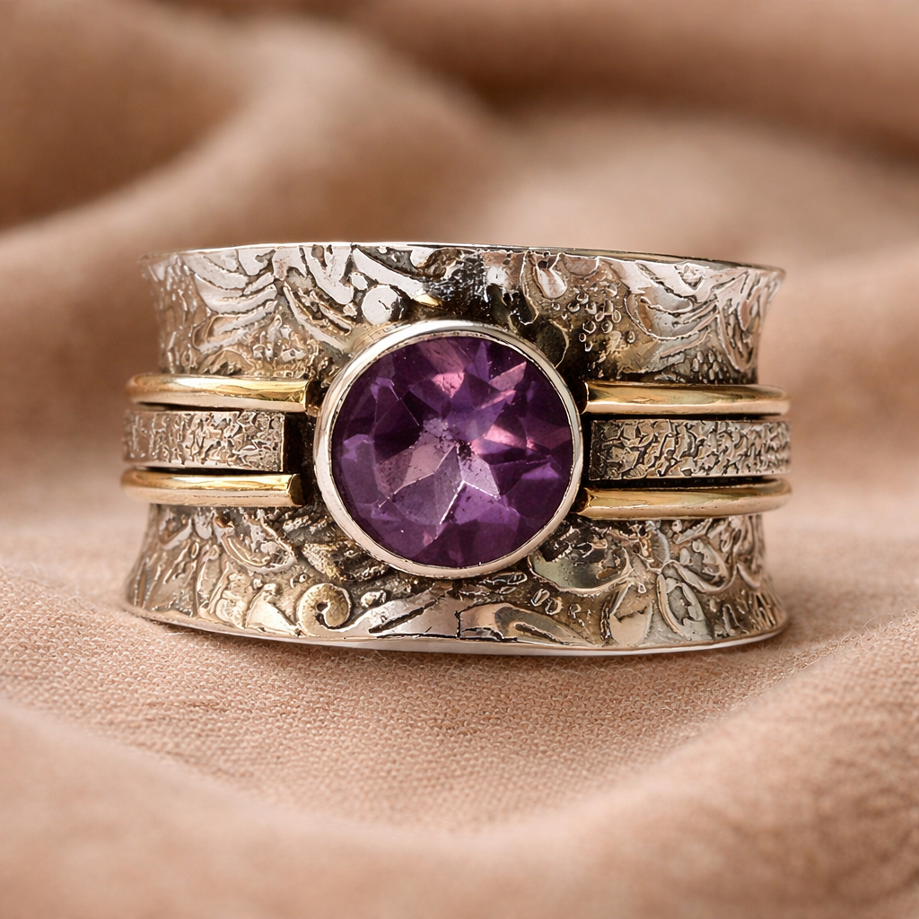Bague de méditation en cristal de Bohême en or