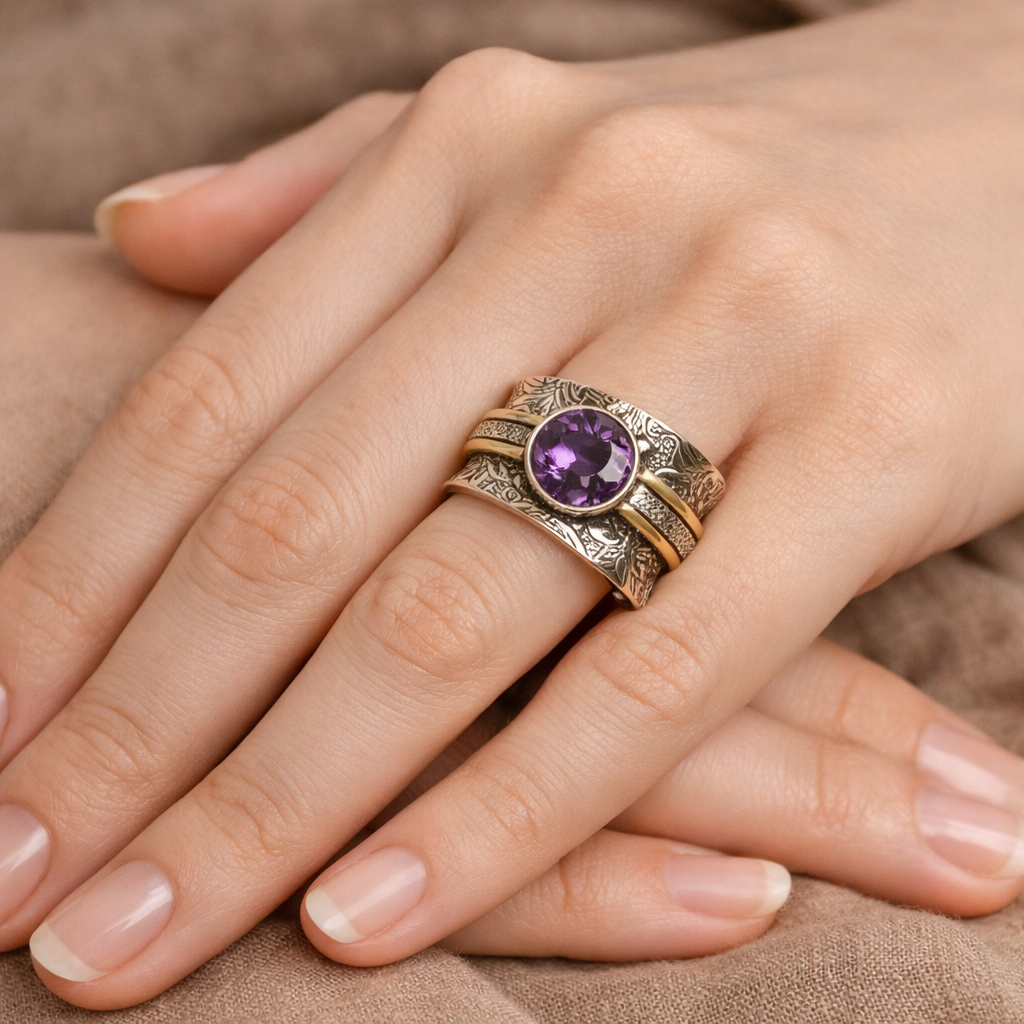 Bague de méditation en cristal de Bohême en or