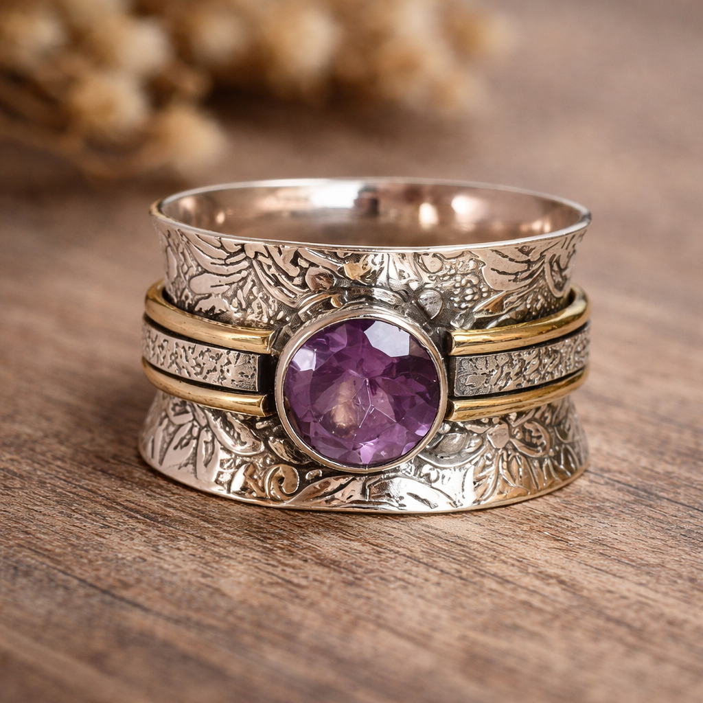 Bague de méditation en cristal de Bohême en or