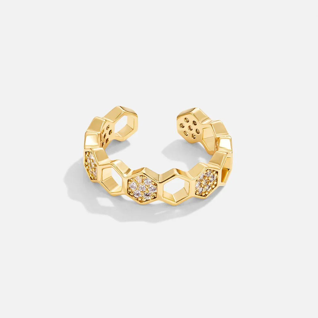 Bague en cristal en Nid d'abeille en or