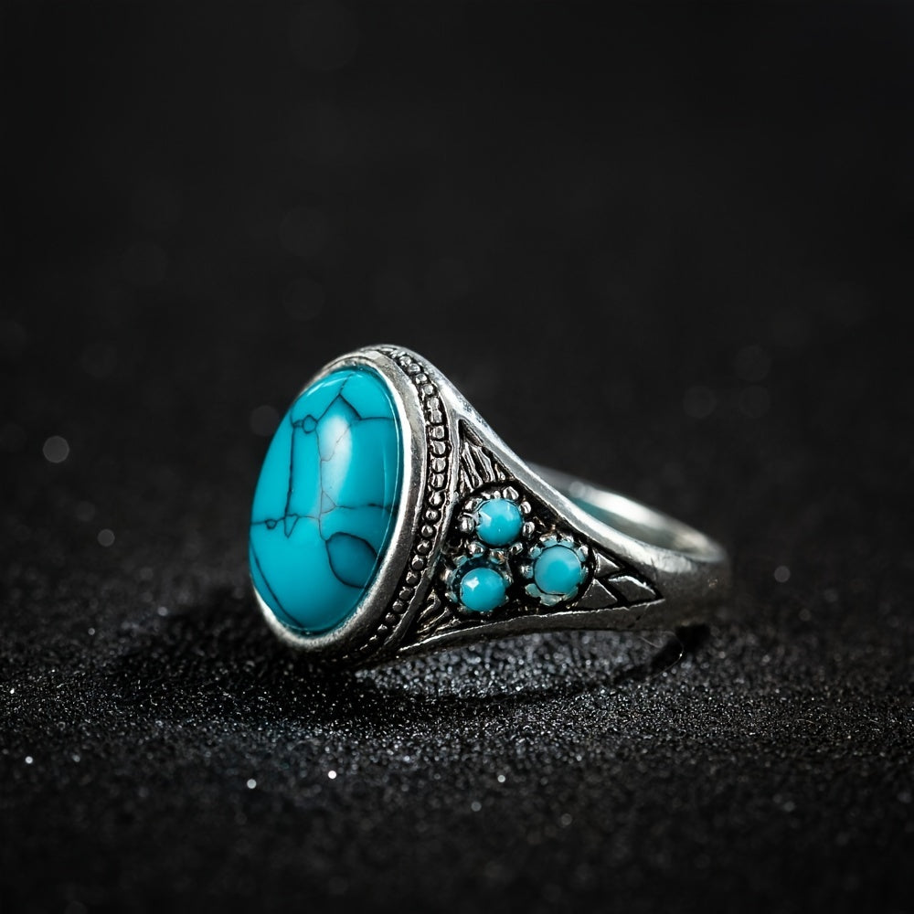 Bague en pierre bleue Nomade en or blanc
