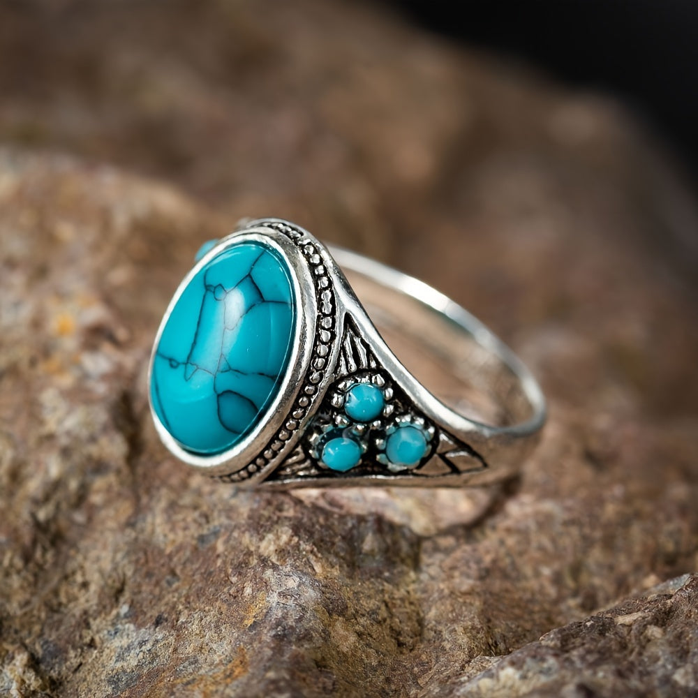 Bague en pierre bleue Nomade en or blanc
