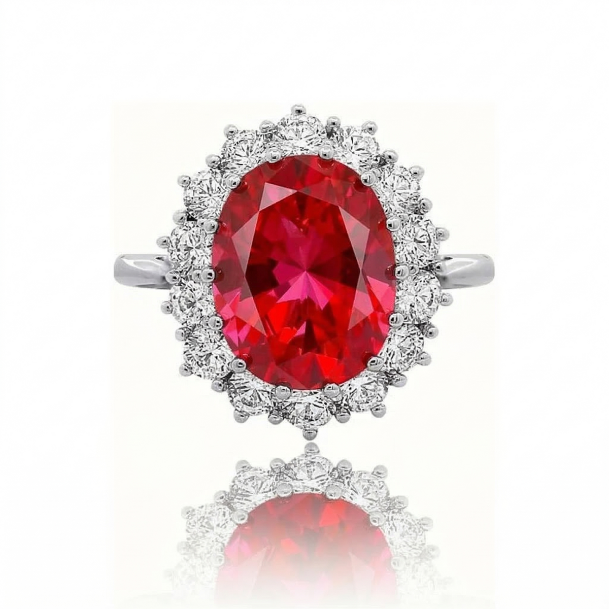 Bague en rubis couronne écarlate en or blanc