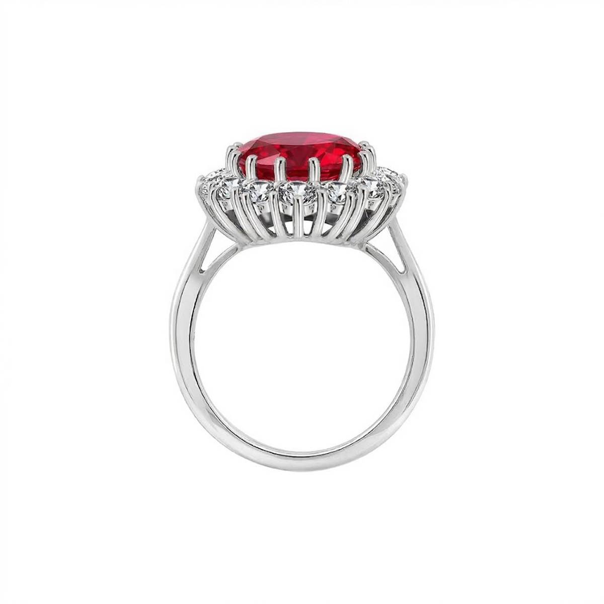 Bague en rubis couronne écarlate en or blanc