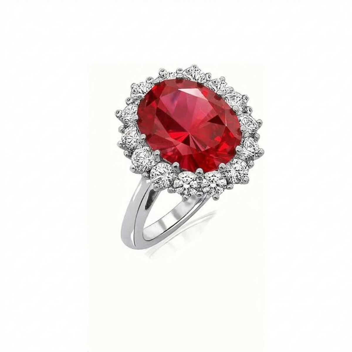Bague en rubis couronne écarlate en or blanc