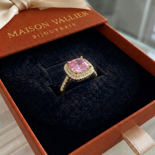 Bague en Saphir Rose Coussin | Or Rose