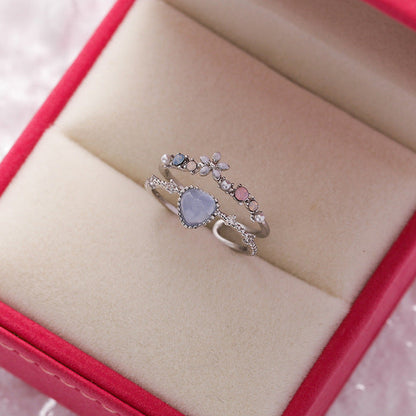 Bague en argent ajustable avec pierre bleue