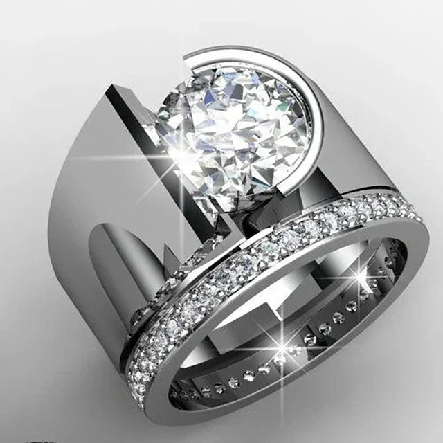 Bague vintage à brillants éclatants en or blanc