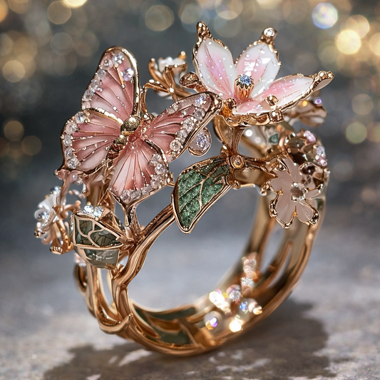 Bague en papillon brillant de la nature avec zircon