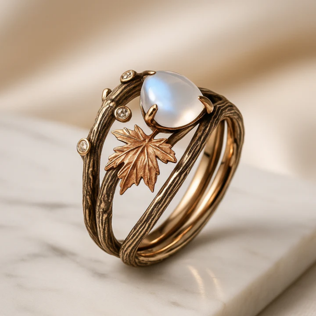 Bague en pierre de lune naturelle en or