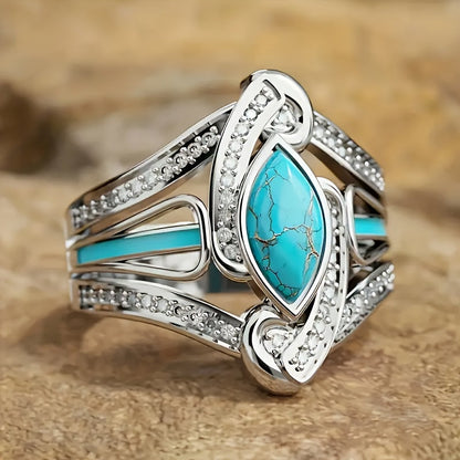 Bague en turquoise en or blanc