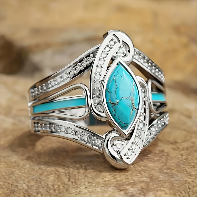 Bague en turquoise en or blanc