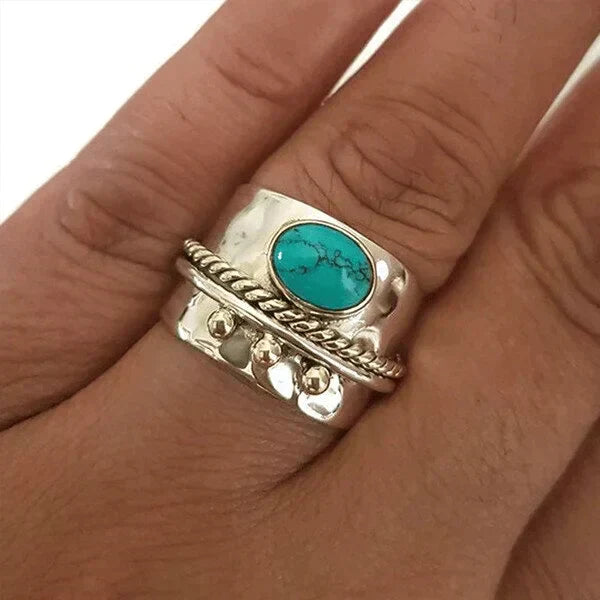 Bague large avec turquoise en or