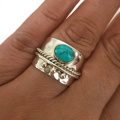 Bague large avec turquoise