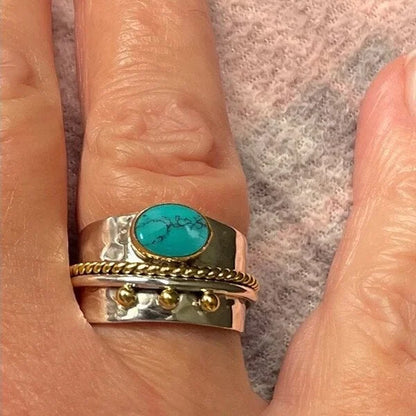 Bague large avec turquoise