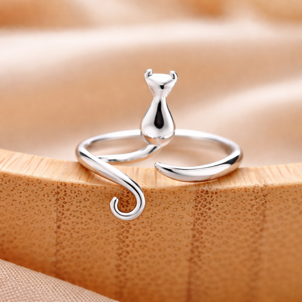 Bague réglable avec des chatons en or blanc