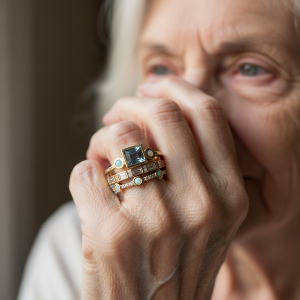 Bague rétro avec des cristaux bleus en or