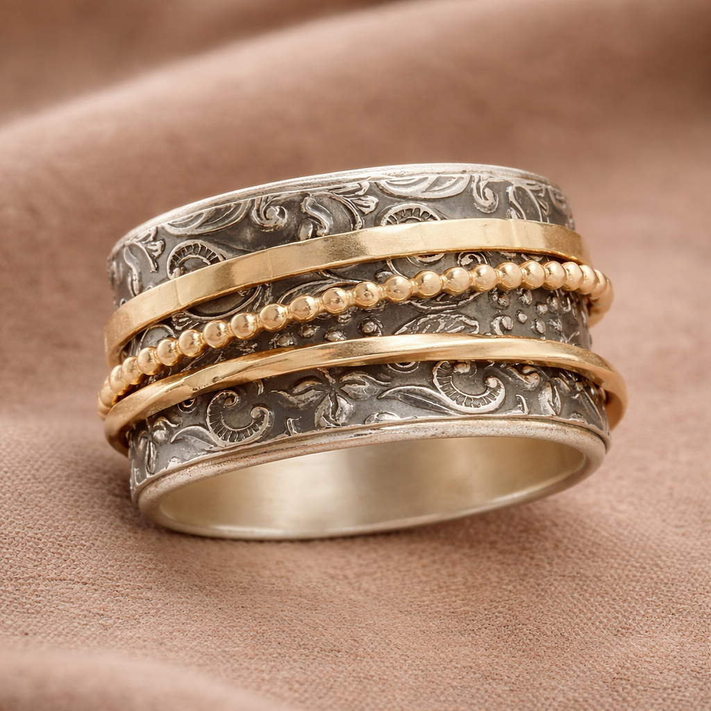 Bague rétro avec design baroque en or