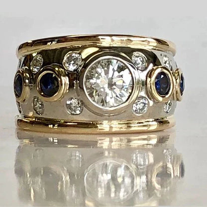 Bague rétro avec revêtement en zirconium doré