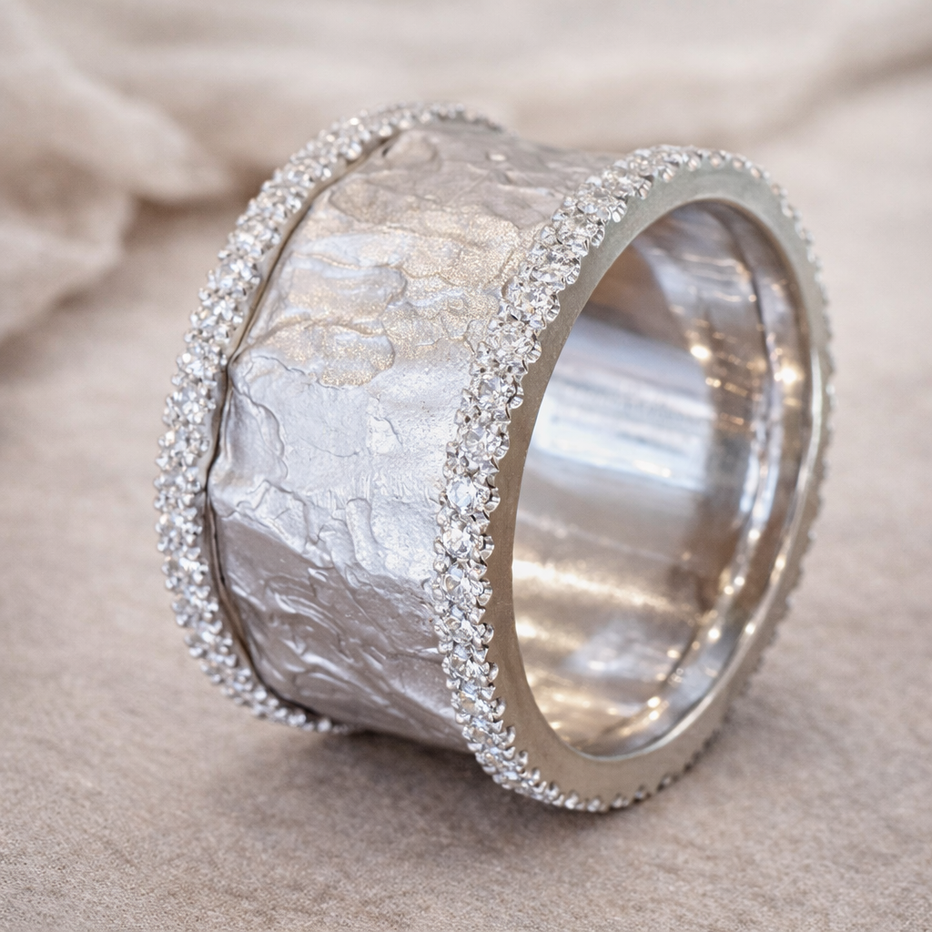 Bague rétro à brillants en or blanc