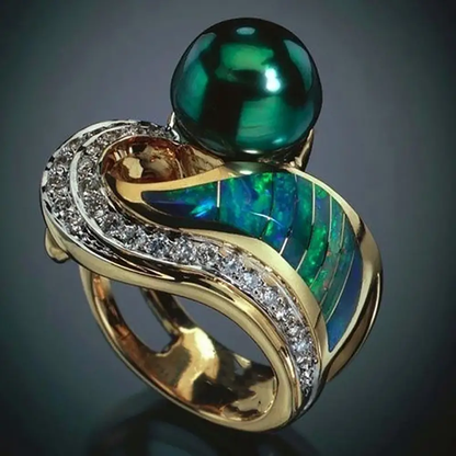 Bague rétro avec zircon vert