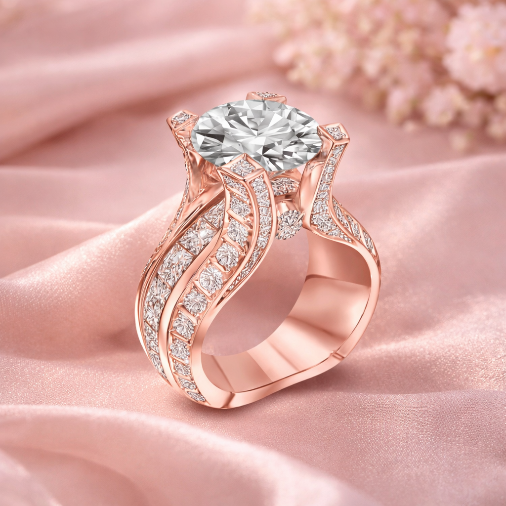Bague rétro à brillants en or blanc
