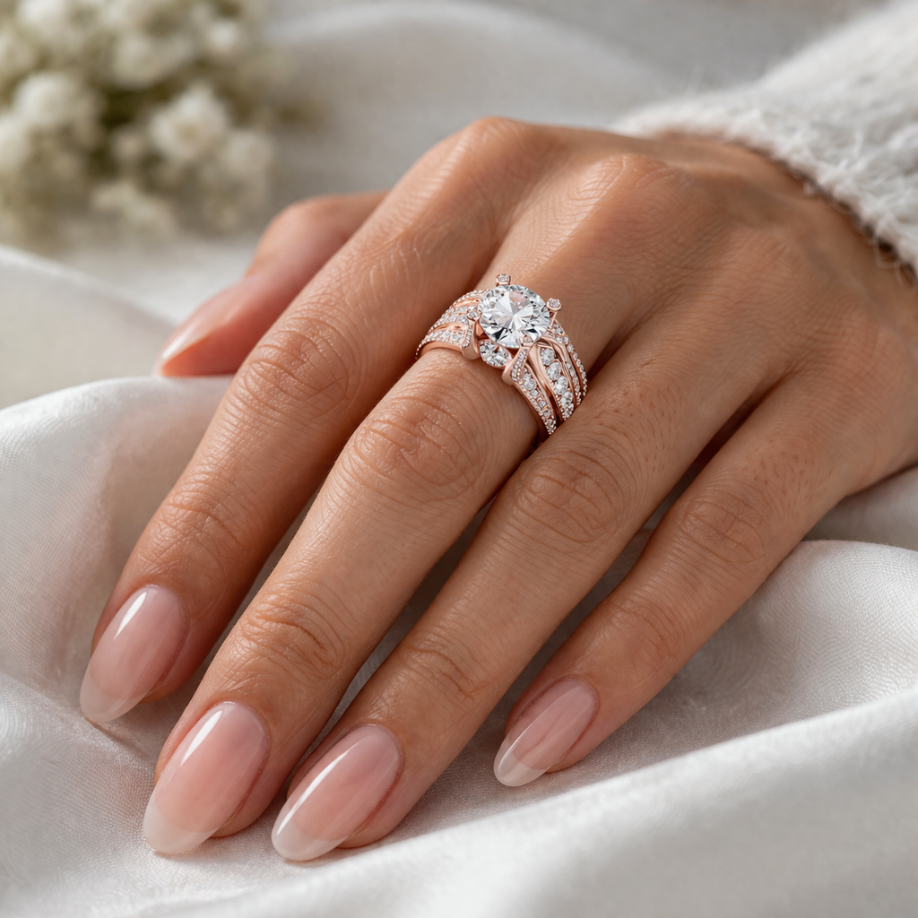Bague rétro à brillants en or blanc