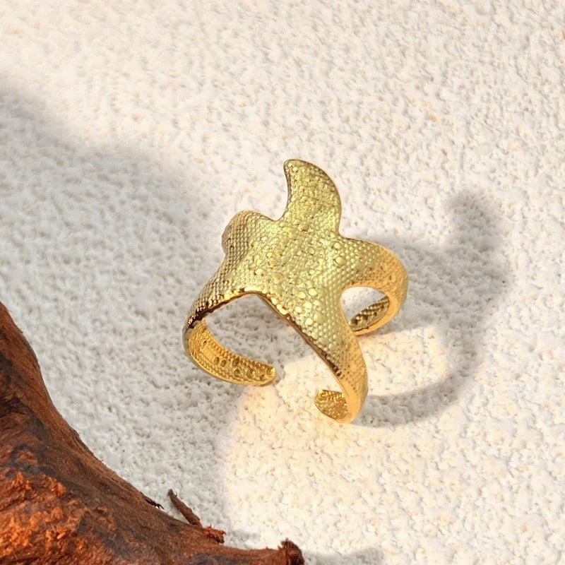 Bague rétro ajustable « étoile de mer » en or