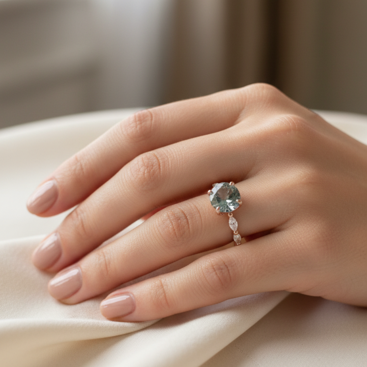 Bague rétro avec saphir en or rose